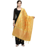 Mustard yellow silk Zari weaving Duppatta, traditional wear for women (length 223 mtrs)