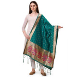 Rama color silk Zalhar Work Duppatta, 223 meters for traditional wear