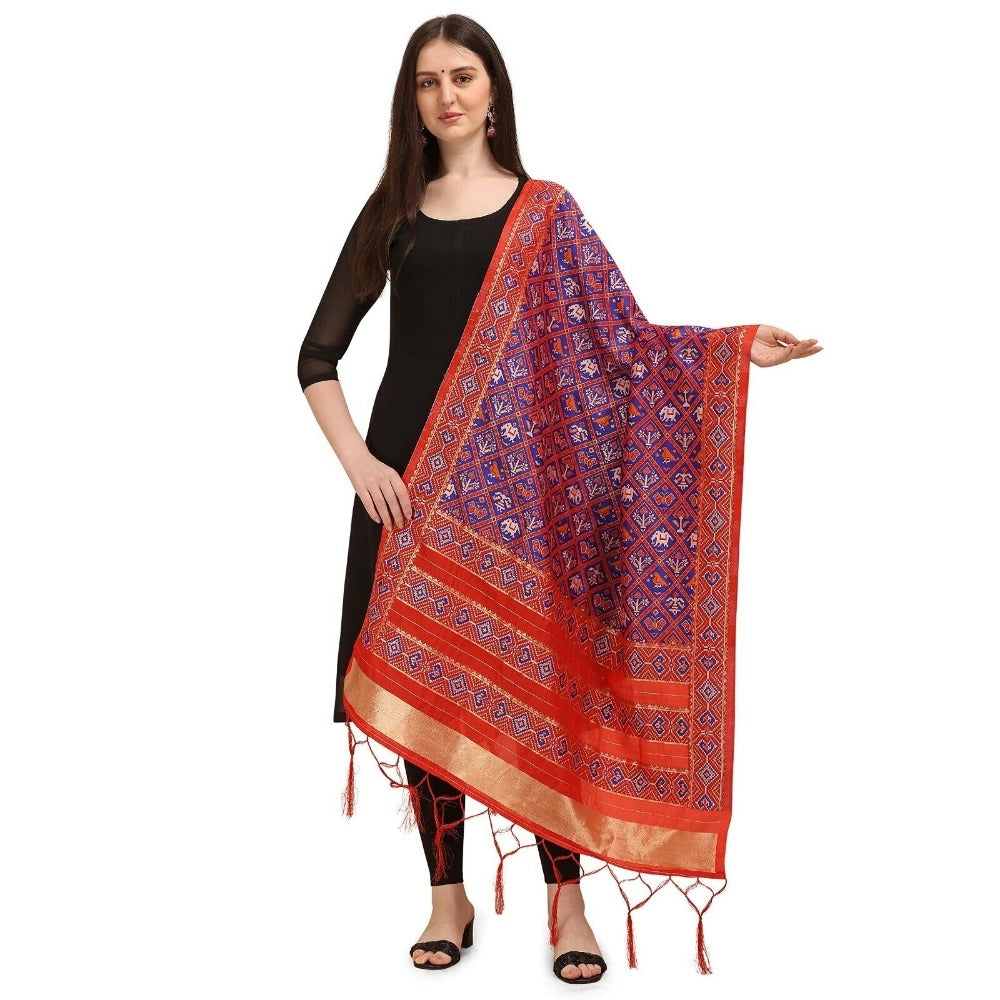 Purple Silk Zari weaving Duppatta, 223 meters for traditional wear, detailed zalhar pattern