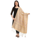 Off white silk Zalhar Work Duppatta for traditional wear, 223 meters length