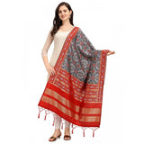 Grey silk Zalhar Work Duppatta for traditional wear (length 2-2.3 mtrs)