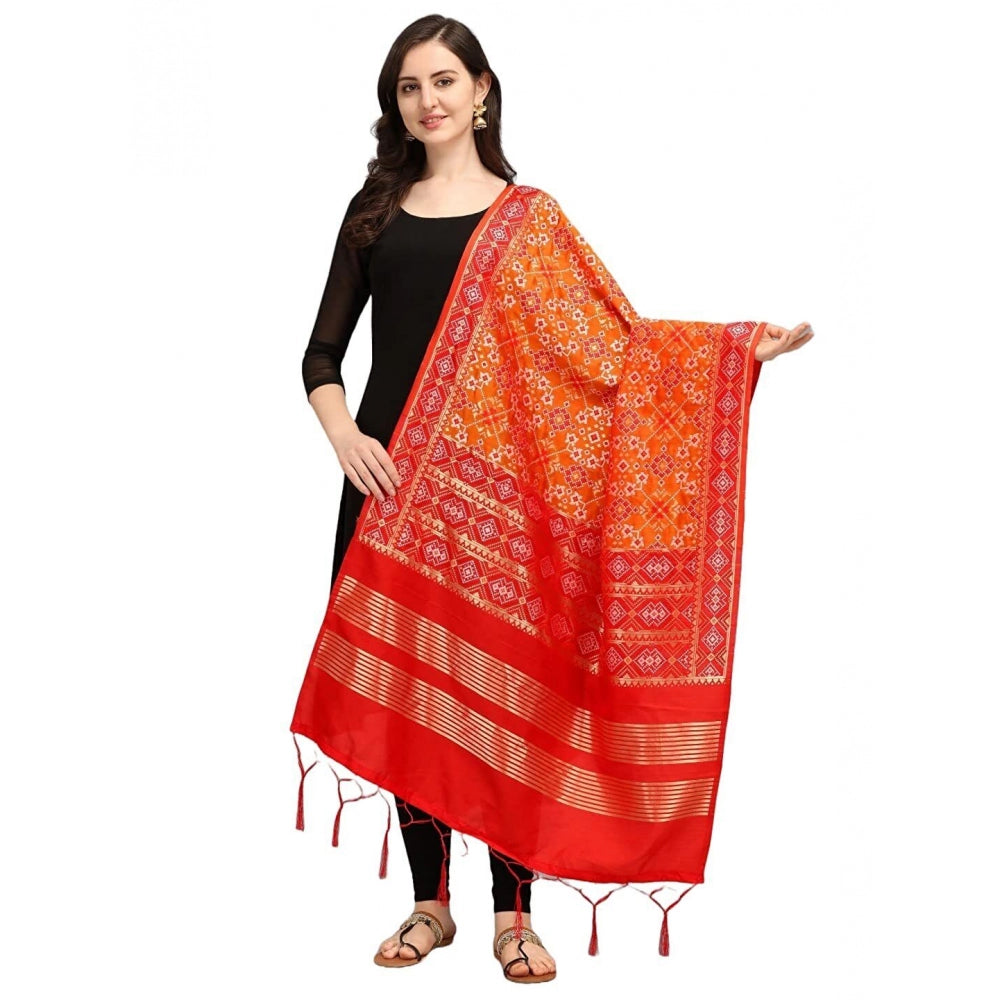 Orange silk Zalhar Work Duppatta, traditional women's wear, length 223 meters
