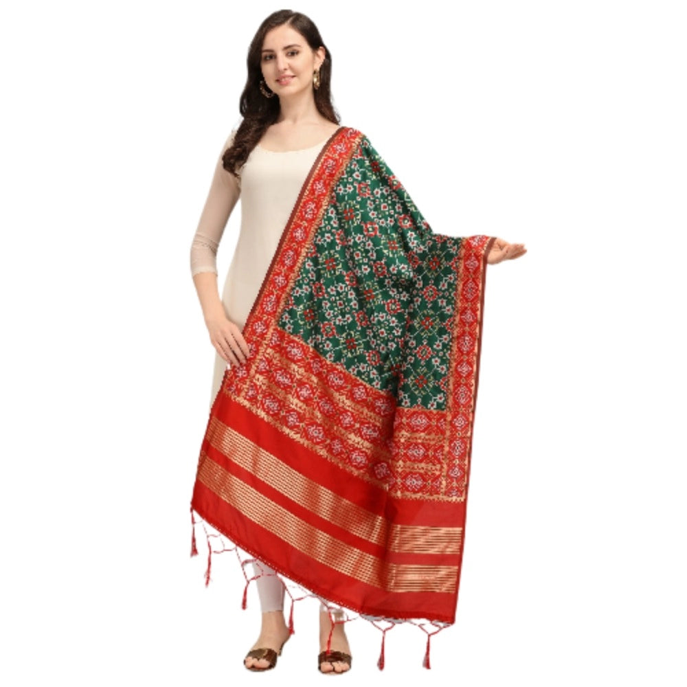 Green silk Zalhar Work Duppatta for traditional wear, 2-2.3 meters long with 36-inch width