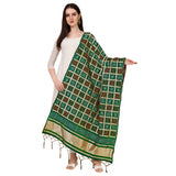 Green silk Zalhar Work Duppatta for traditional wear, 223 meters length, ideal for special occasions