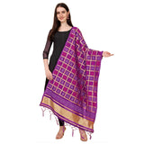Purple silk Zalhar Work Duppatta for traditional wear, length 2-2.3m