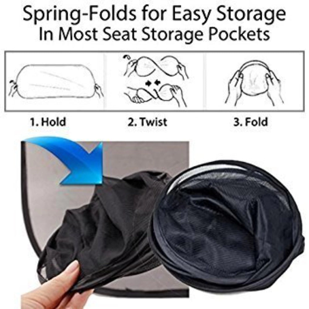 Black cotton car side window sun shades, pack of 4 for universal fit - UV protection, foldable with suction cups for easy attachment