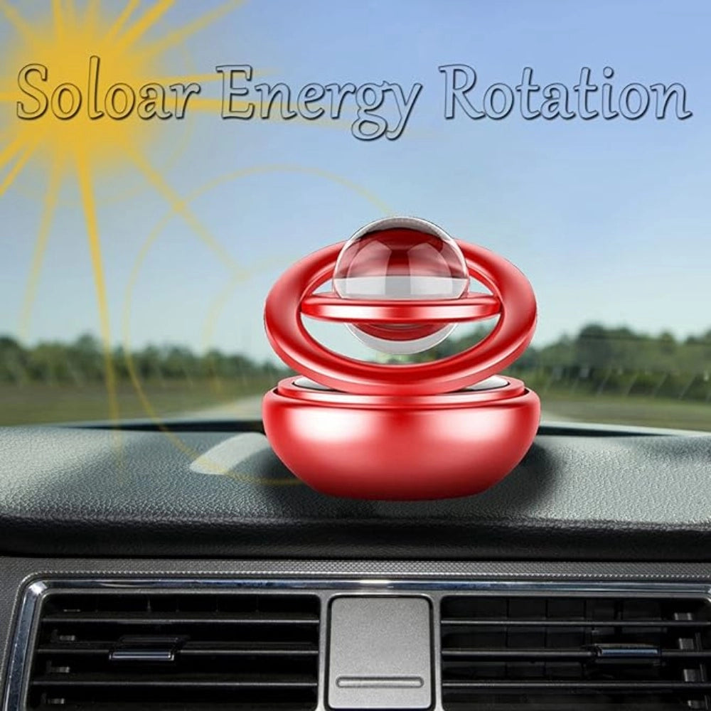 Peach zinc solar-powered rotating design organic fragrance air freshener perfume with peach perfume tablets - 360-degree, light luxury alloy, car interior use