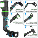 Black ABS plastic universal cell phone holder, adjustable clip for car rear view mirror or back seat video stand