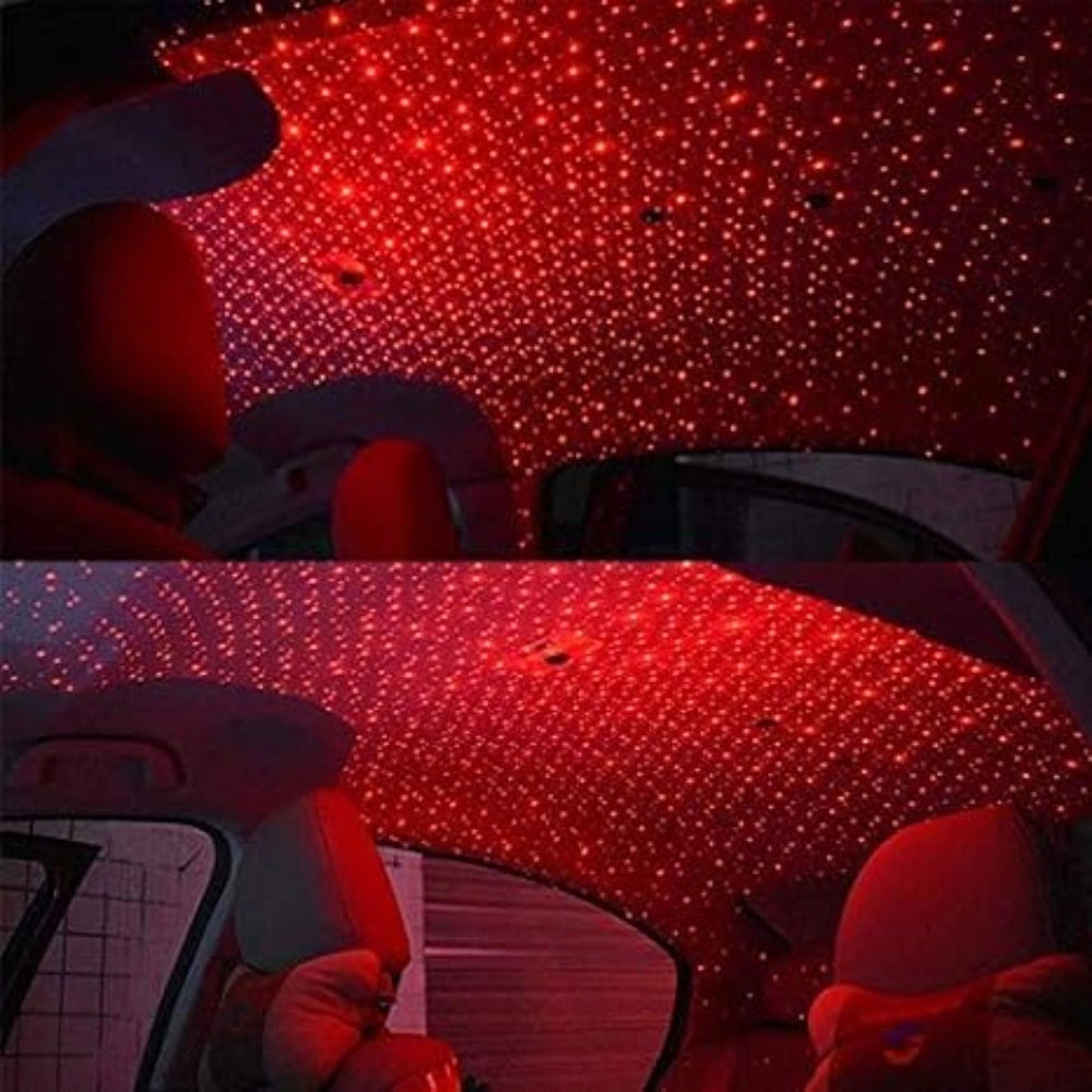 Red plastic ambient star light for USB party decoration, 360-degree rotation disco laser