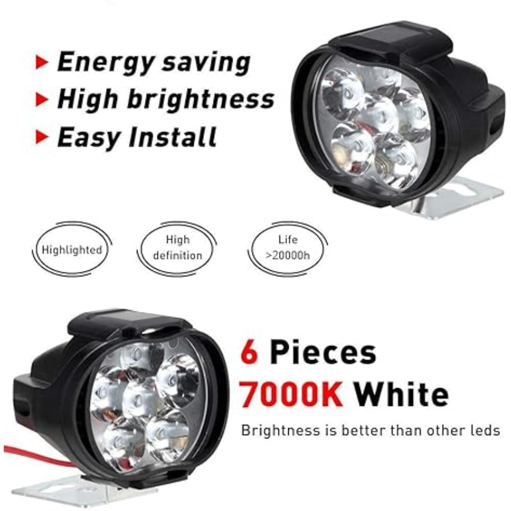Black plastic Shilon 9 LED waterproof bike switch set, providing clear high/low beam patterns for off-road driving. Compact design with plug-and-play functionality and die-cast aluminum construction