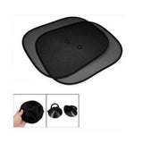 Black cotton side window sun shades (pack of 4) for universal car use - UV protection, easy installation with suction cups & foldable design