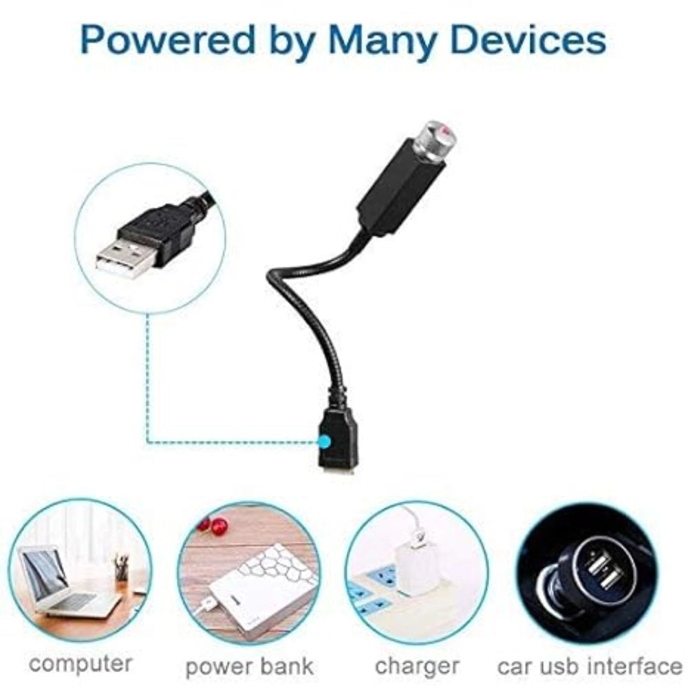 Red plastic ambient star light for USB party decoration, 360-degree rotation disco laser light