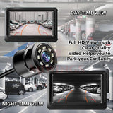 Black abs plastic car rear view backup camera with 170-degree wide angle HD CMOS for auto parking assistance and night vision, all-weather waterproof design