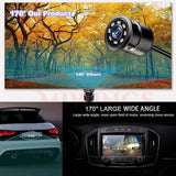 Black ABS plastic rear view backup camera with 170-degree HD CMOS auto parking assistance, ideal for reverse parking and all weather use