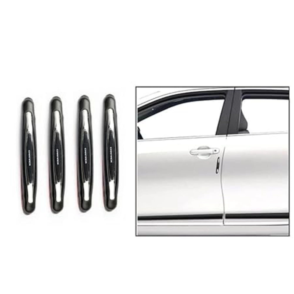 White microfiber car door guards set, protects against minor scratches & dents, compact design enhances car appearance