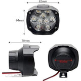 Black plastic Shilon 9 LED waterproof bike switch set, offers clear beam patterns for vehicles. Compact design with plug-and-play installation, features die-cast aluminum construction. Great for night time driving and off-road adventures. Color may vary due to lighting conditions and screen resolutions