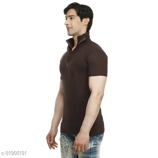 Casual half sleeve cotton blend men's t-shirt, solid pattern, perfect for everyday wear, India origin