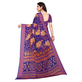 Blue viscose rayon printed saree with unstitched blouse, vibrant ethnic wear for women