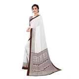 Coffee Georgette printed saree with unstitched blouse for women, vibrant design on display