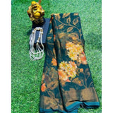 Rama viscose rayon printed saree with unstitched blouse for women, vibrant design showcased on a mannequin