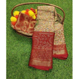 Red viscose rayon printed saree with unstitched blouse, vibrant Indian women's attire