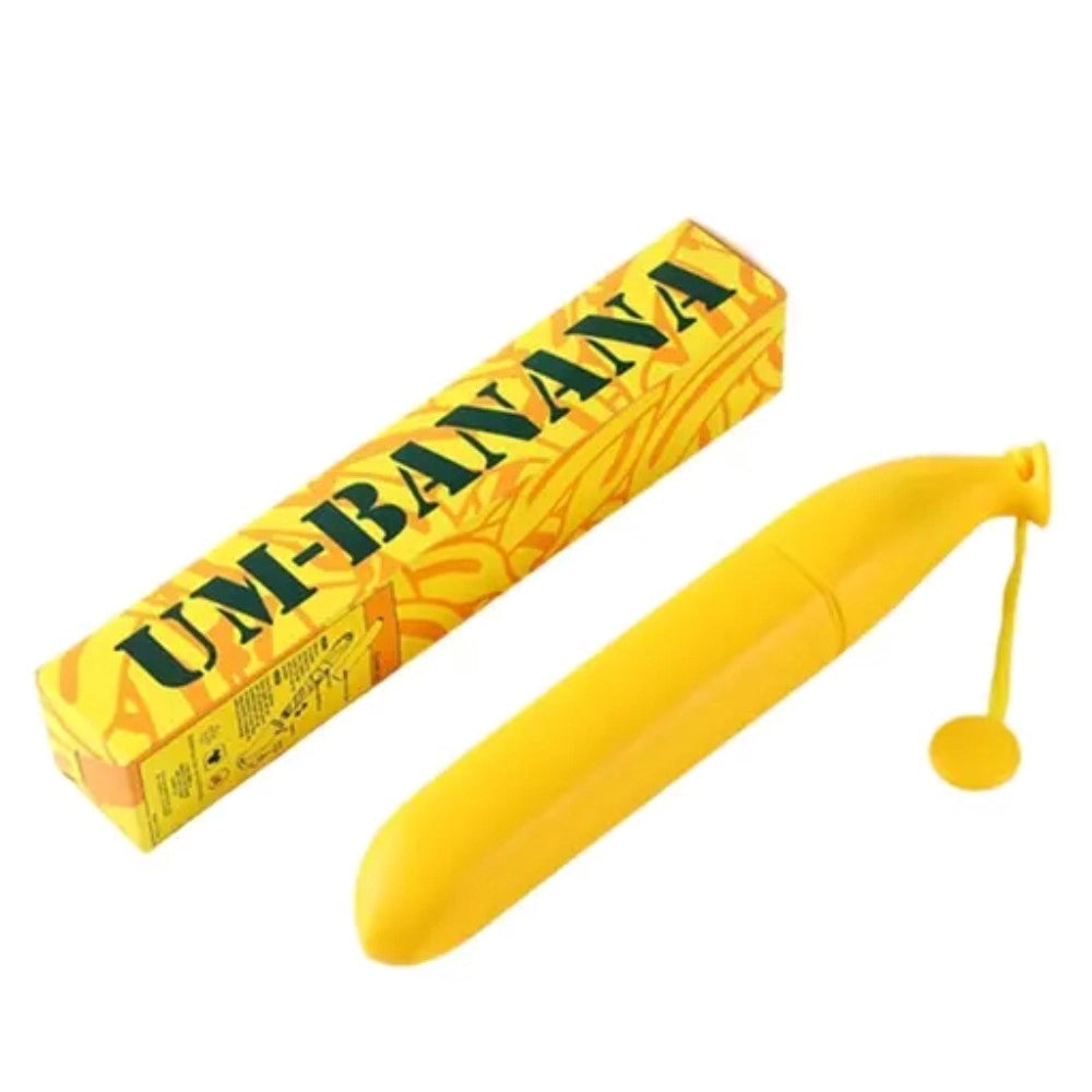 Assorted color, stylish banana-shaped mini foldable umbrella with dual layer and oversized canopy. Perfect for kids, fits comfortably into outer casing for protection