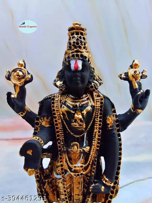 Marble Balaji Vishnu Idol, premium quality statue for car dashboard or pooja room (15x7x5cm, 150gms)