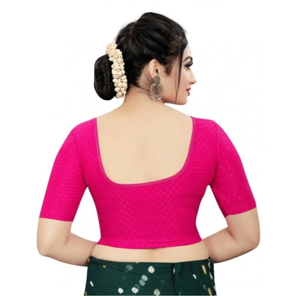 Women's Cotton Lycra Blend Solid Non Padded Readymade Blouse (Rani, Size: Free Size)
