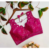 Women's Cotton Silk Embellished Padded Cup Readymade Blouse (Rani, Size: Free Size) - GillKart