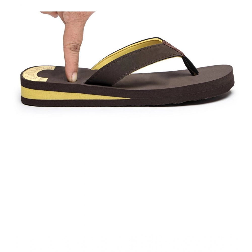 Brown rubber unisex orthopedic slipper and flip flops for comfortable footwear