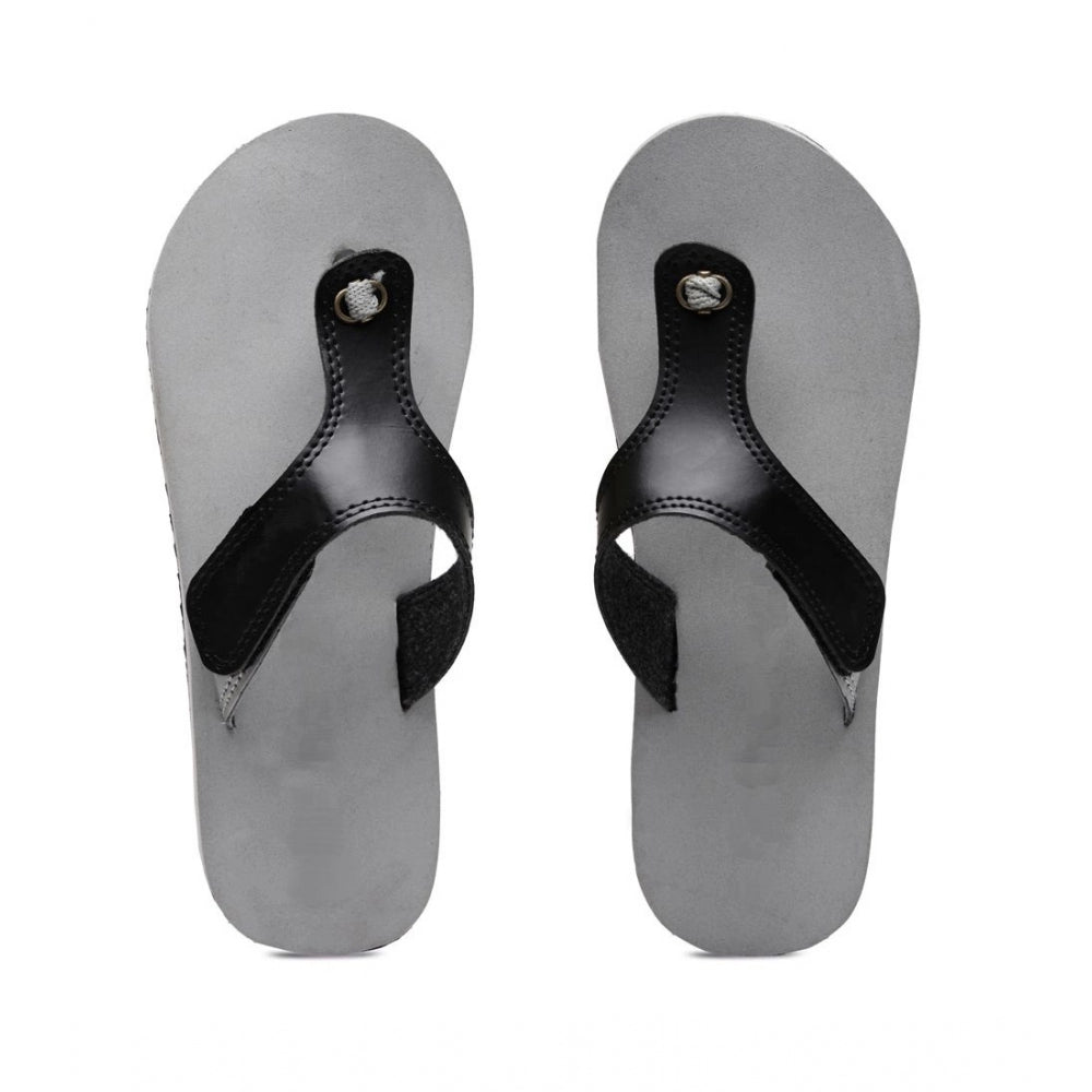 Grey rubber unisex lightweight slippers - comfortable T-style flat slip-on footwear