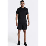 Black polyester men's casual half-sleeve crew neck solid t-shirt for everyday wear