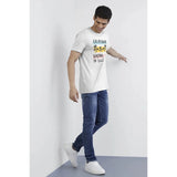 Men's Casual Half sleeve Printed Polyester Crew Neck T-shirt (White) - GillKart