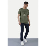 Men's Casual Half sleeve Printed Cotton Crew Neck T-shirt (Military Green) - GillKart