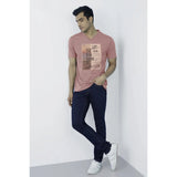 Coral digital printed cotton half-sleeve crew neck T-shirt for men