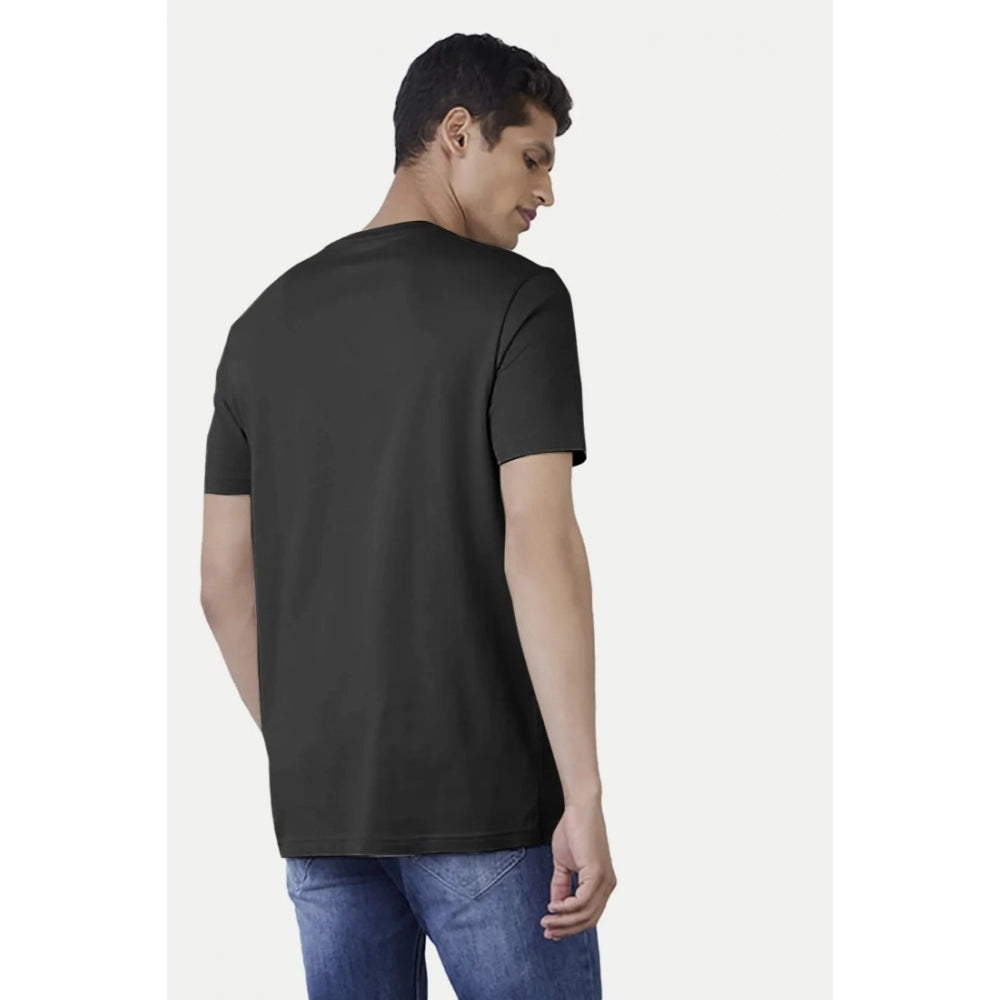 Men's Casual Half sleeve Printed Cotton Crew Neck T-shirt (Black) - GillKart
