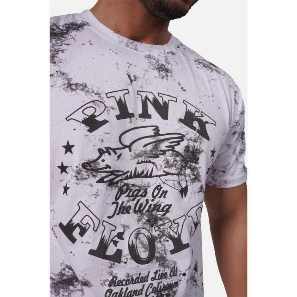 Men's Casual Half sleeve Printed Cotton Crew Neck T-shirt (White) - GillKart