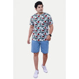 Men's Casual Half sleeve Floral Printed Cotton Crew Neck T-shirt (White) - GillKart