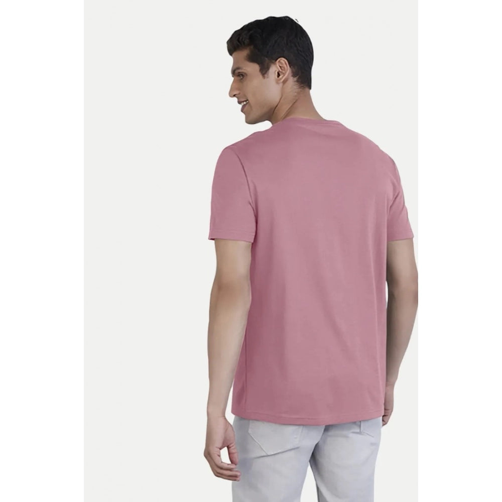 Men's Casual Half sleeve Printed Cotton Crew Neck T-shirt (Pink) - GillKart