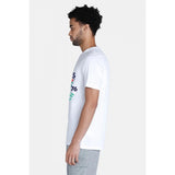 White polyester men's casual half sleeve crew neck t-shirt with typographic print, comfortable fit