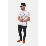 Men's Casual Half sleeve Printed Cotton Crew Neck T-shirt (White) - GillKart