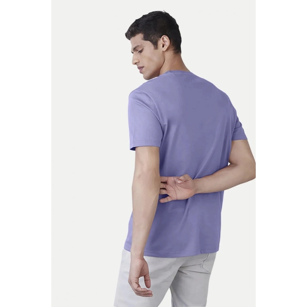 Men's Casual Half sleeve Printed Cotton Crew Neck T-shirt (Purple) - GillKart