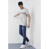 Light Grey cotton half sleeve crew neck t-shirt for men, solid design on casual wear