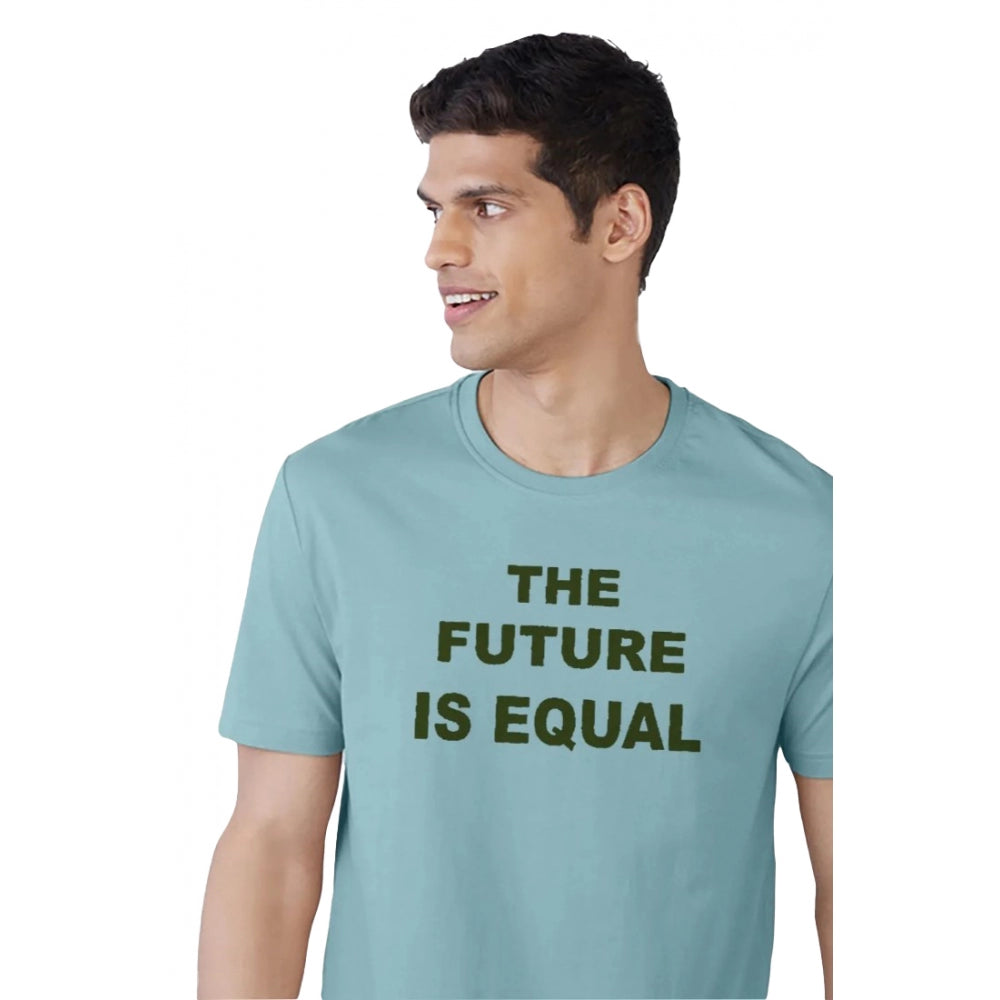 Men's Casual Half sleeve Printed Cotton Crew Neck T-shirt (Light Blue) - GillKart