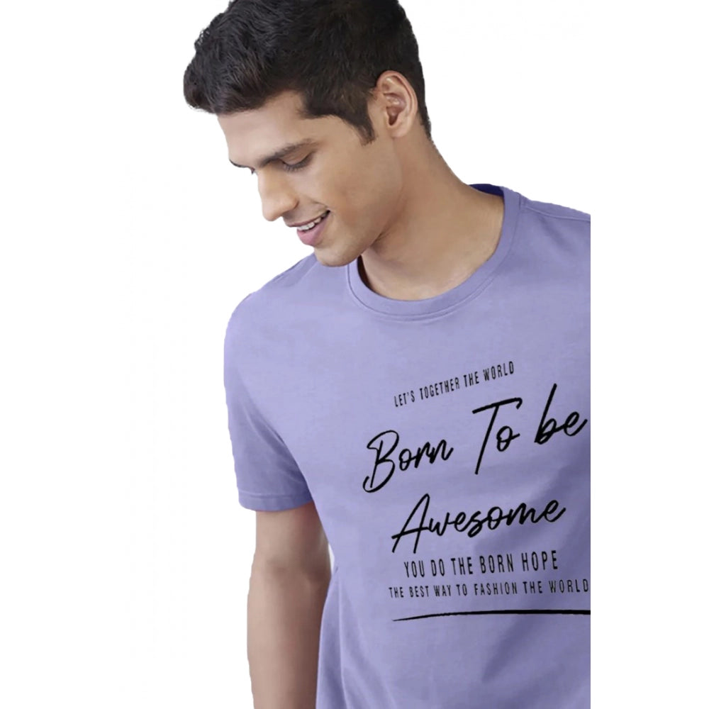 Men's Casual Half sleeve Printed Cotton Crew Neck T-shirt (Purple) - GillKart