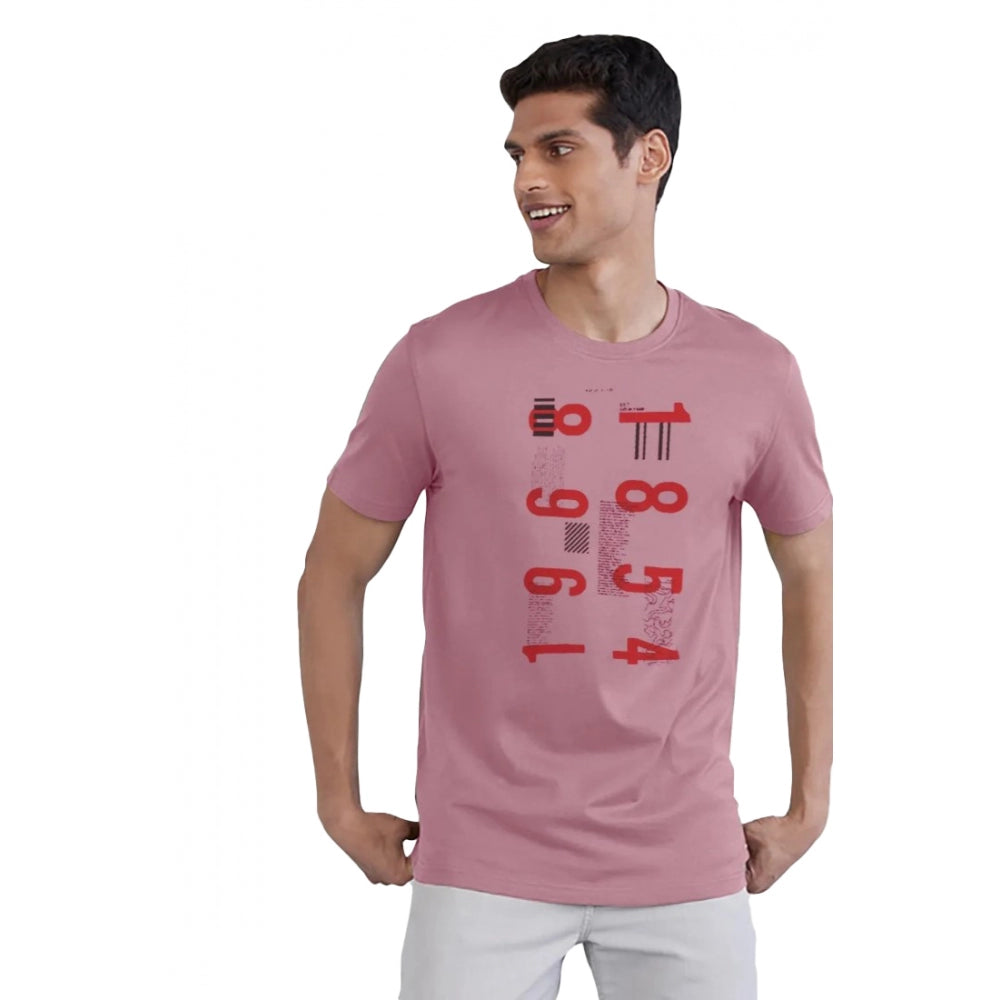 Men's Casual Half sleeve Printed Cotton Crew Neck T-shirt (Pink) - GillKart