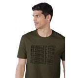 Dark Green printed cotton casual half sleeve crew neck t-shirt for men - typographic pattern on display