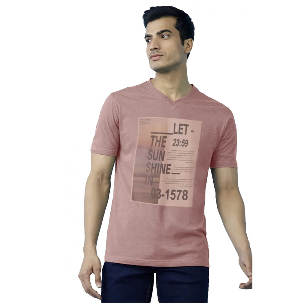Coral digital printed cotton half-sleeve crew neck T-shirt for men, regular fit, casual wear