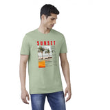 Men's Casual Half sleeve Digital Printed Cotton Crew Neck T-shirt (Pista) - GillKart