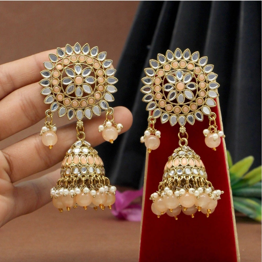 Women's Peach Color Mirror Earrings - GillKart